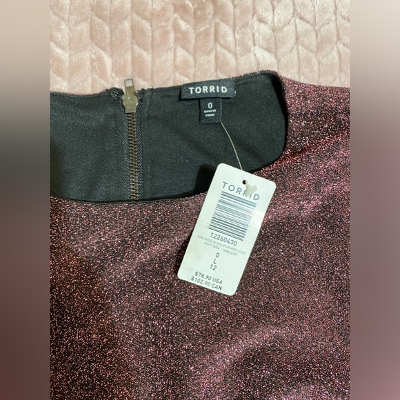 TORRID Pink & black Shimmer Metallic Long Sleeve Knotted Front Size 0/Large/12 - Picture 3 of 11